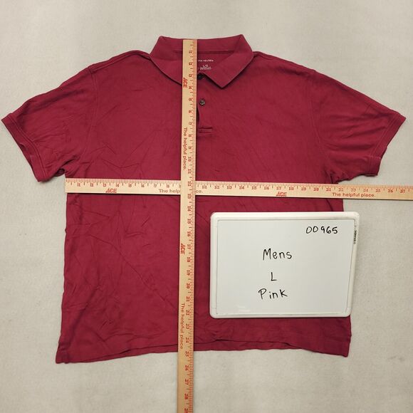 Van Heusen Casual Short Sleeve Collared Polo Shirt Adult Mens Size L Pink - Picture 9 of 10